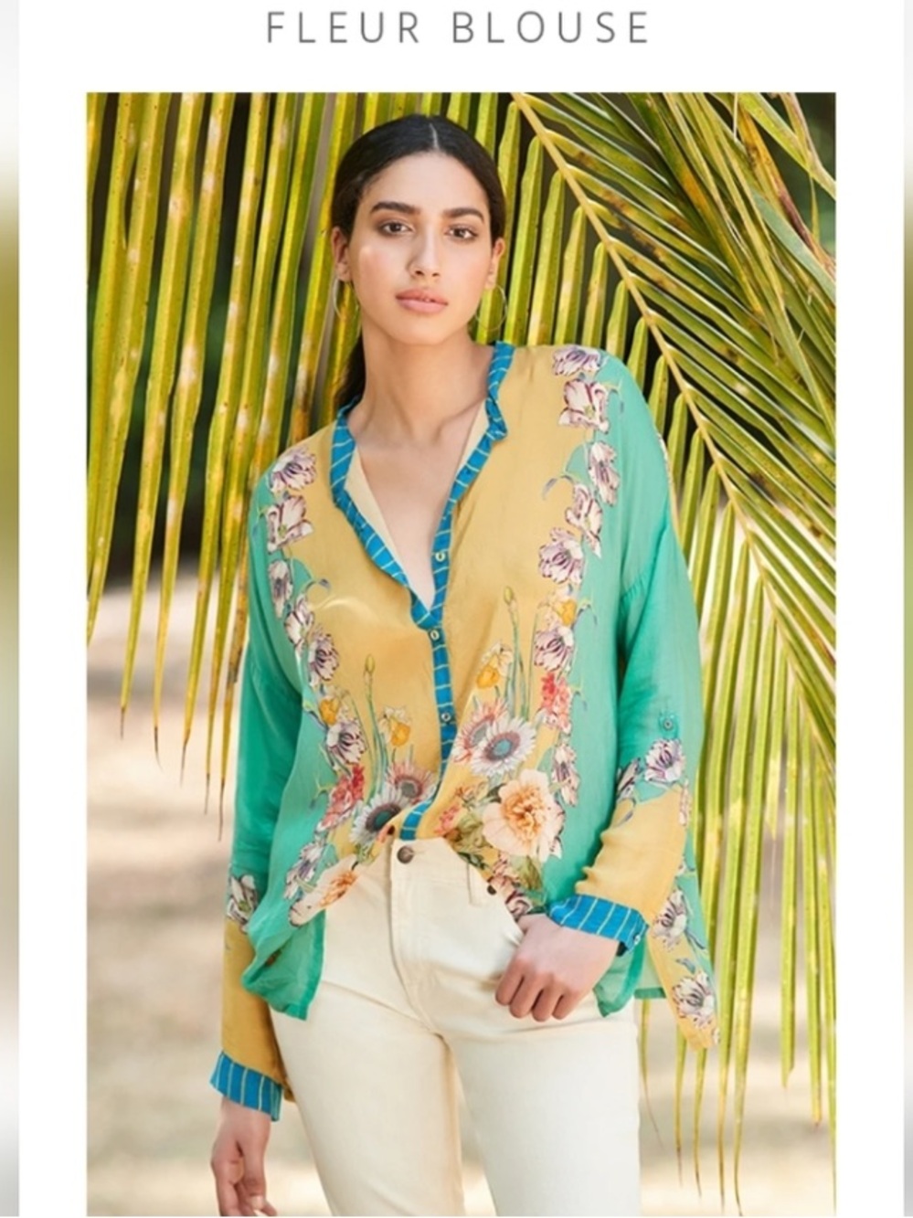 Johnny Was Floral Button Down Fleur Blouse size M